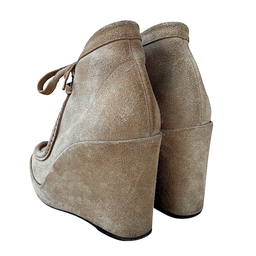 BALENCIAGA Sand Suede Lace Up Wedge Heels - Picture 12 of 14